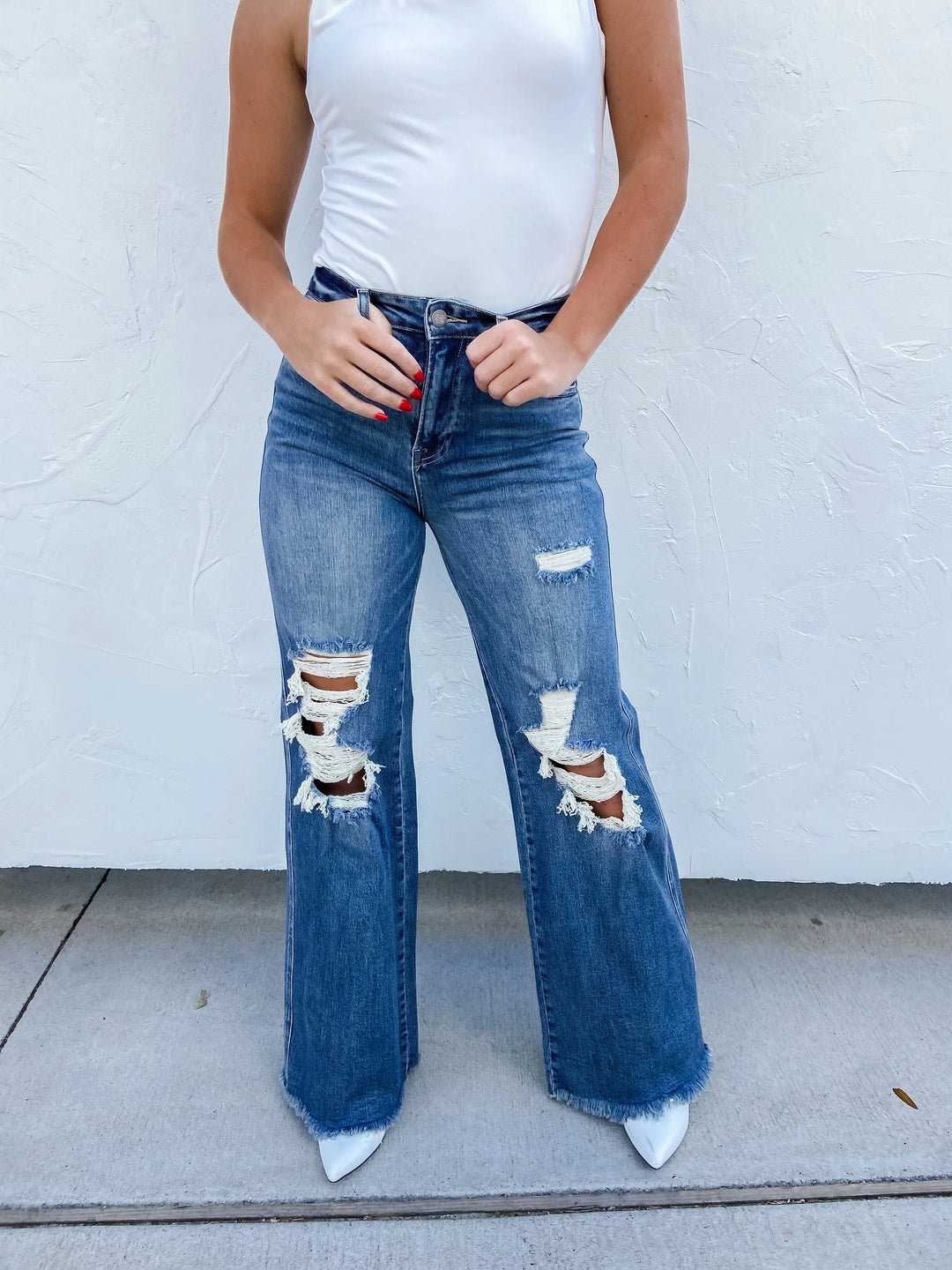 PREORDER: Blakeley Distressed Straight Jeans-The Bee Chic Boutique-[option4]-[option5]-[option6]-[option7]-[option8]-Shop-Boutique-Clothing-for-Women-Online
