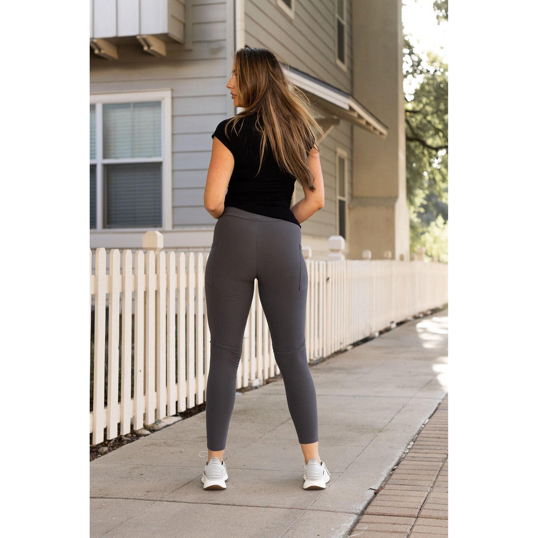 Charcoal Full Length Leggings with Pockets - Luxe Leggings by Julia Rose®-JuliaRoseWholesale-[option4]-[option5]-[option6]-[option7]-[option8]-Shop-Boutique-Clothing-for-Women-Online