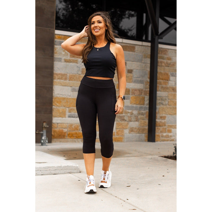 Black CAPRI with POCKETS - Luxe Leggings by Julia Rose®-JuliaRoseWholesale-[option4]-[option5]-[option6]-[option7]-[option8]-Shop-Boutique-Clothing-for-Women-Online