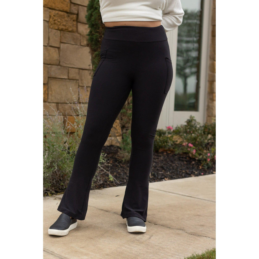 Black Flare Leggings WITH POCKETS - Luxe Leggings by Julia Rose®-JuliaRoseWholesale-[option4]-[option5]-[option6]-[option7]-[option8]-Shop-Boutique-Clothing-for-Women-Online