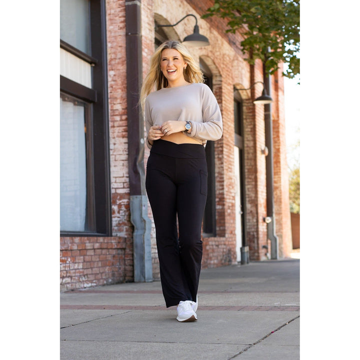 The Liz - Crossover 30" Bootcut Leggings with Pockets-JuliaRoseWholesale-[option4]-[option5]-[option6]-[option7]-[option8]-Shop-Boutique-Clothing-for-Women-Online