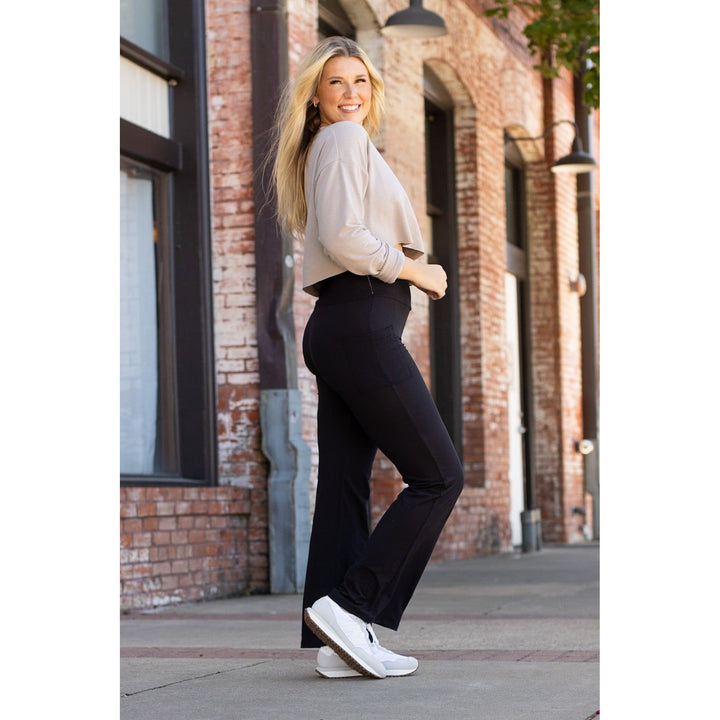 The Liz - Crossover 30" Bootcut Leggings with Pockets-JuliaRoseWholesale-[option4]-[option5]-[option6]-[option7]-[option8]-Shop-Boutique-Clothing-for-Women-Online