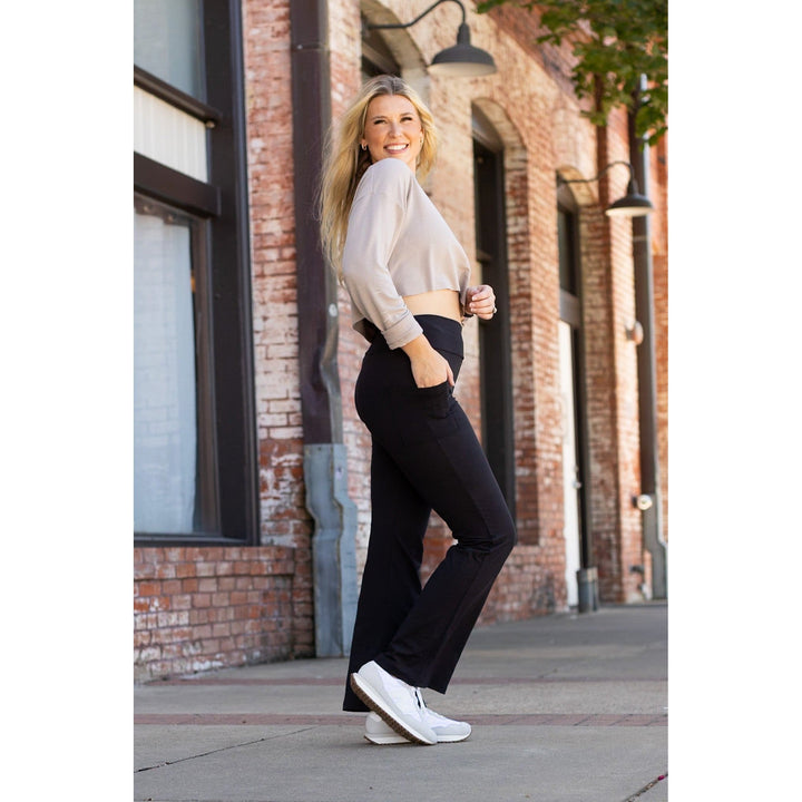 The Liz - Crossover 30" Bootcut Leggings with Pockets-JuliaRoseWholesale-[option4]-[option5]-[option6]-[option7]-[option8]-Shop-Boutique-Clothing-for-Women-Online