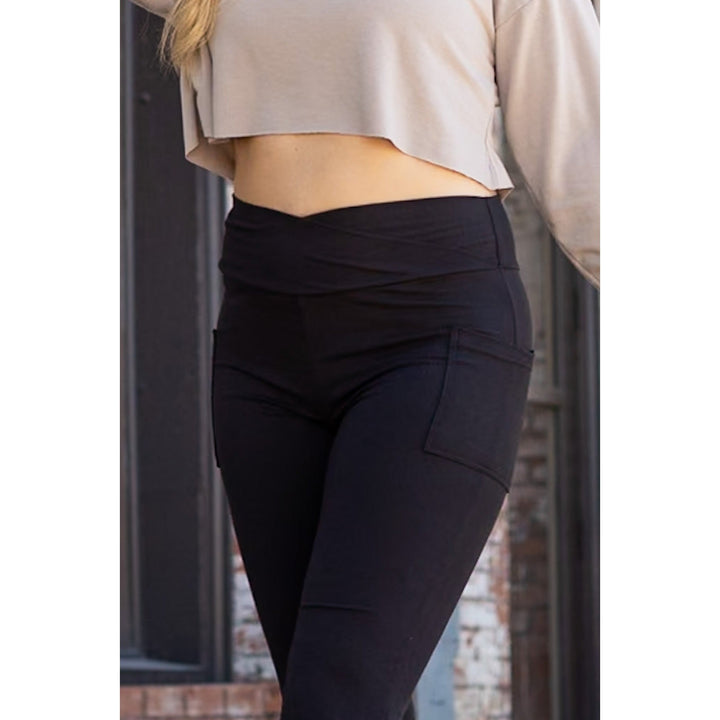 The Liz - Crossover 30" Bootcut Leggings with Pockets-JuliaRoseWholesale-[option4]-[option5]-[option6]-[option7]-[option8]-Shop-Boutique-Clothing-for-Women-Online