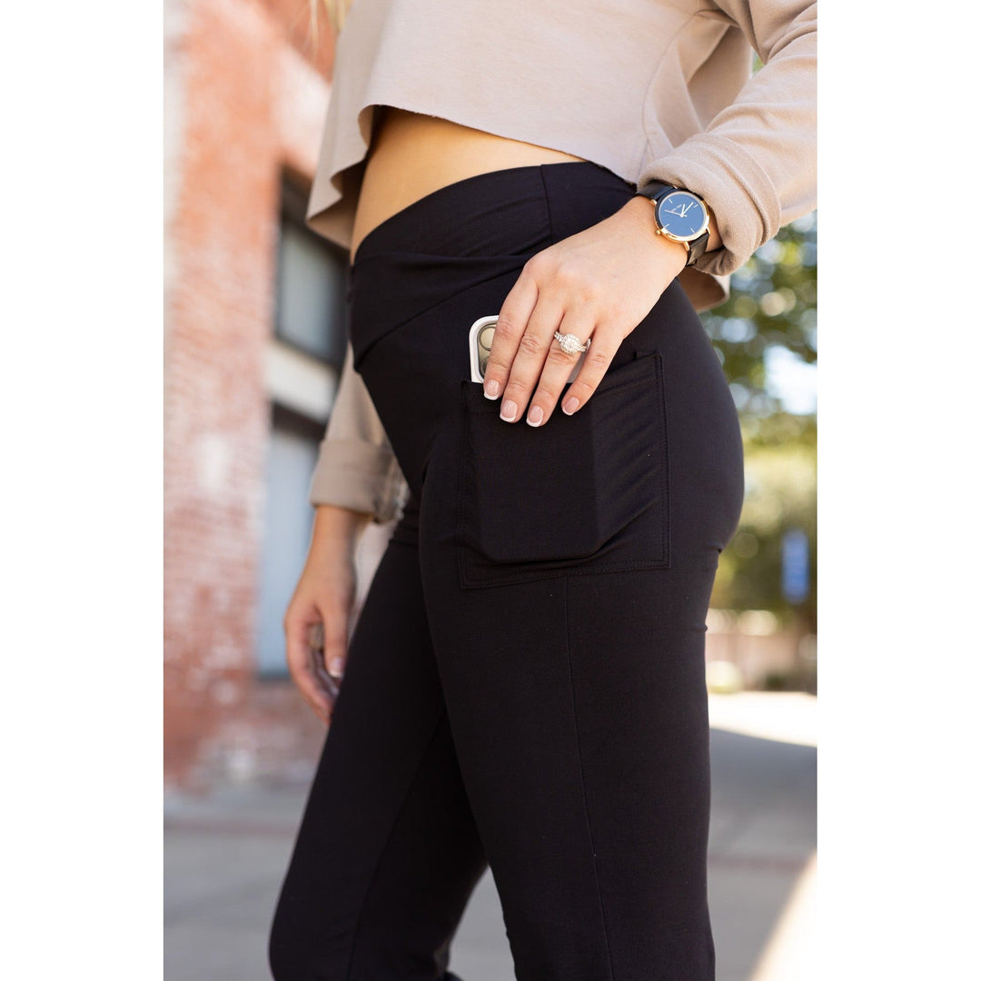 The Liz - Crossover 30" Bootcut Leggings with Pockets-JuliaRoseWholesale-[option4]-[option5]-[option6]-[option7]-[option8]-Shop-Boutique-Clothing-for-Women-Online