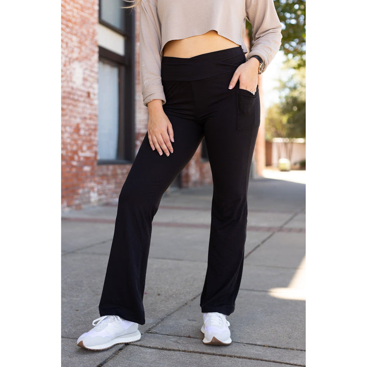 The Liz - Crossover 30" Bootcut Leggings with Pockets-JuliaRoseWholesale-[option4]-[option5]-[option6]-[option7]-[option8]-Shop-Boutique-Clothing-for-Women-Online