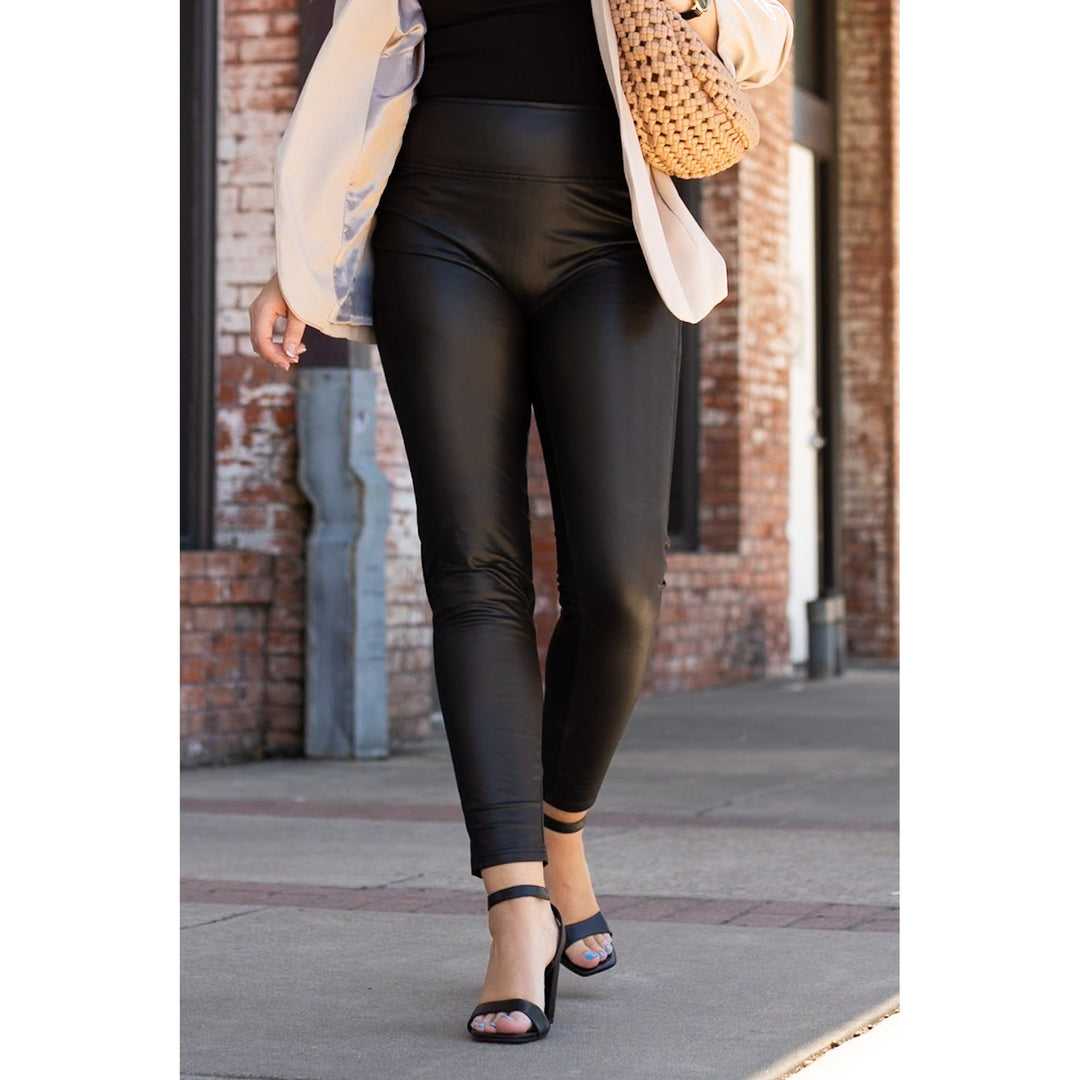 The Farrah High-Waisted Faux Leather Leggings