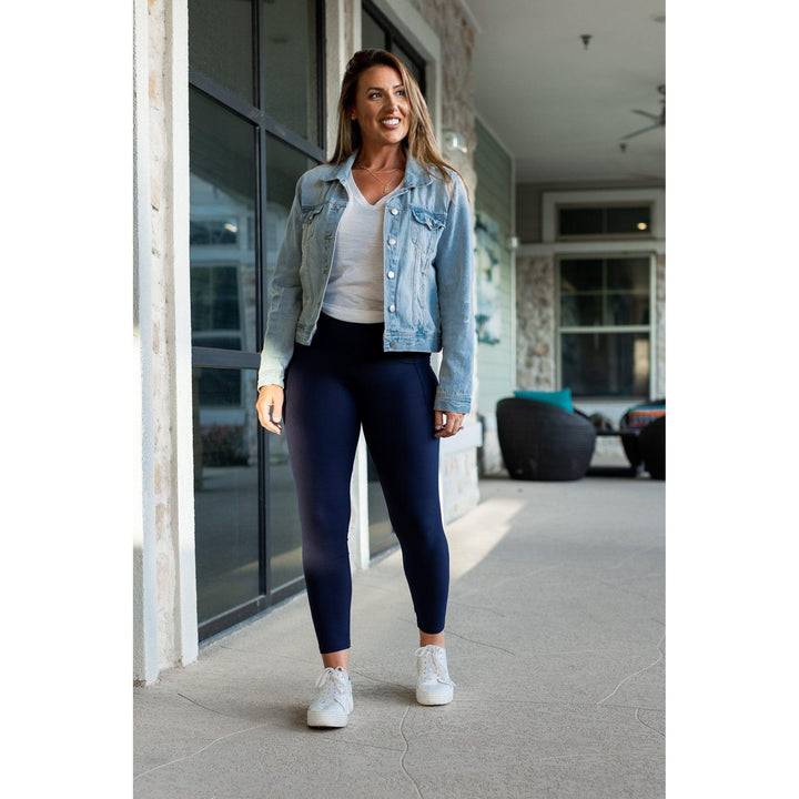 Navy Full-Length with Pocket Leggings - Luxe Leggings by Julia Rose®-JuliaRoseWholesale-[option4]-[option5]-[option6]-[option7]-[option8]-Shop-Boutique-Clothing-for-Women-Online