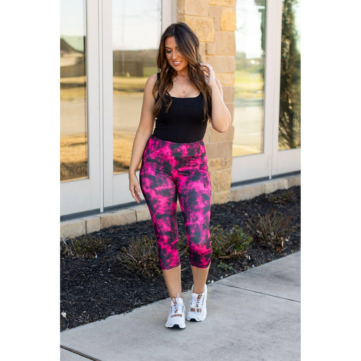 Pink and Black Tie Dye CAPRI with POCKETS - Luxe Leggings by Julia Rose®-JuliaRoseWholesale-[option4]-[option5]-[option6]-[option7]-[option8]-Shop-Boutique-Clothing-for-Women-Online