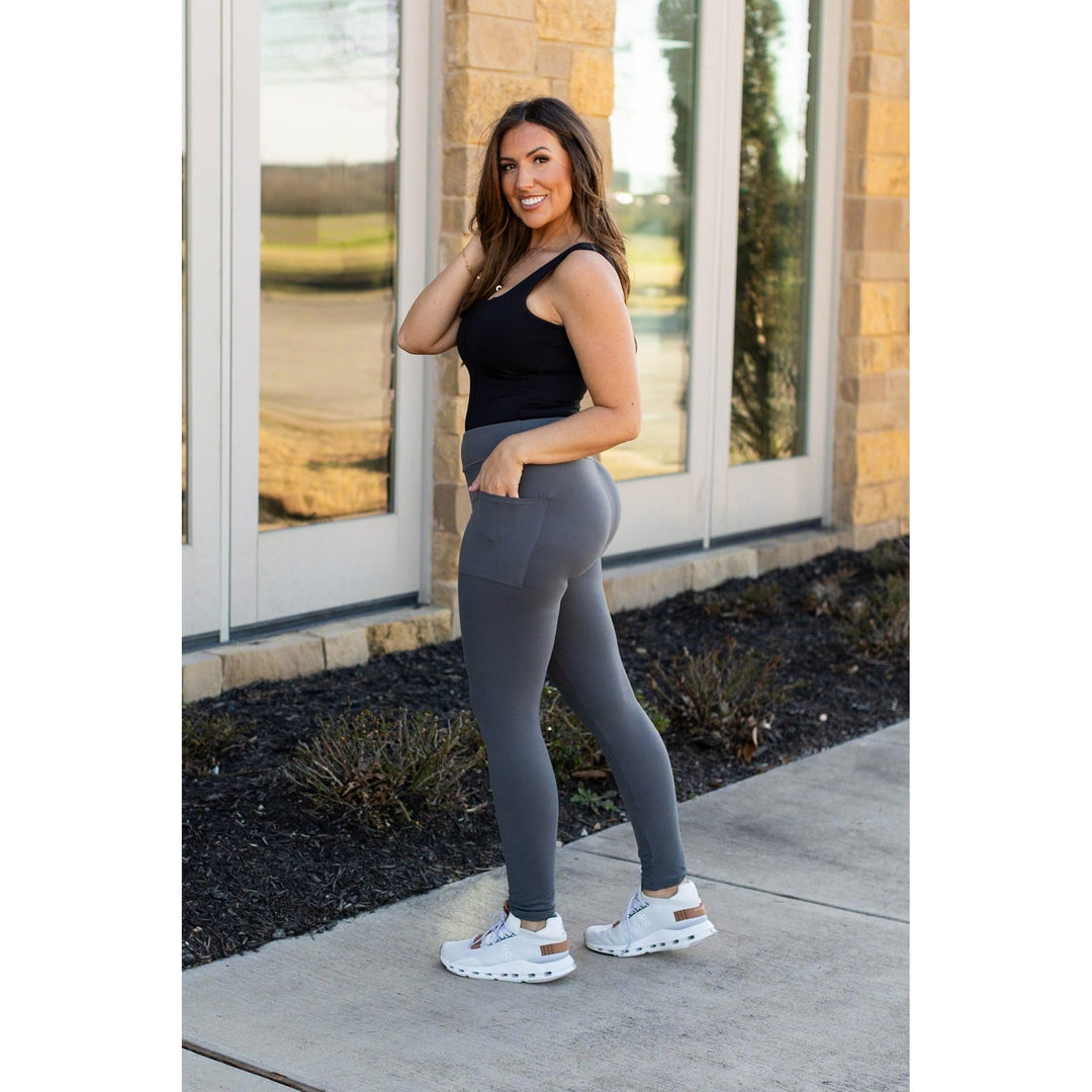 Charcoal Full Length Leggings with Pockets - Luxe Leggings by Julia Rose®-JuliaRoseWholesale-[option4]-[option5]-[option6]-[option7]-[option8]-Shop-Boutique-Clothing-for-Women-Online