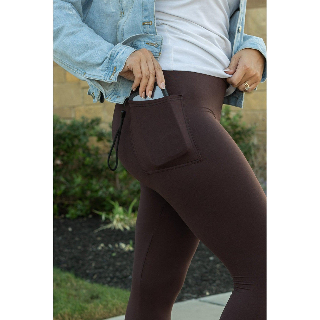 Brown FULL LENGTH Leggings with POCKET - Luxe Leggings by Julia Rose®-JuliaRoseWholesale-[option4]-[option5]-[option6]-[option7]-[option8]-Shop-Boutique-Clothing-for-Women-Online