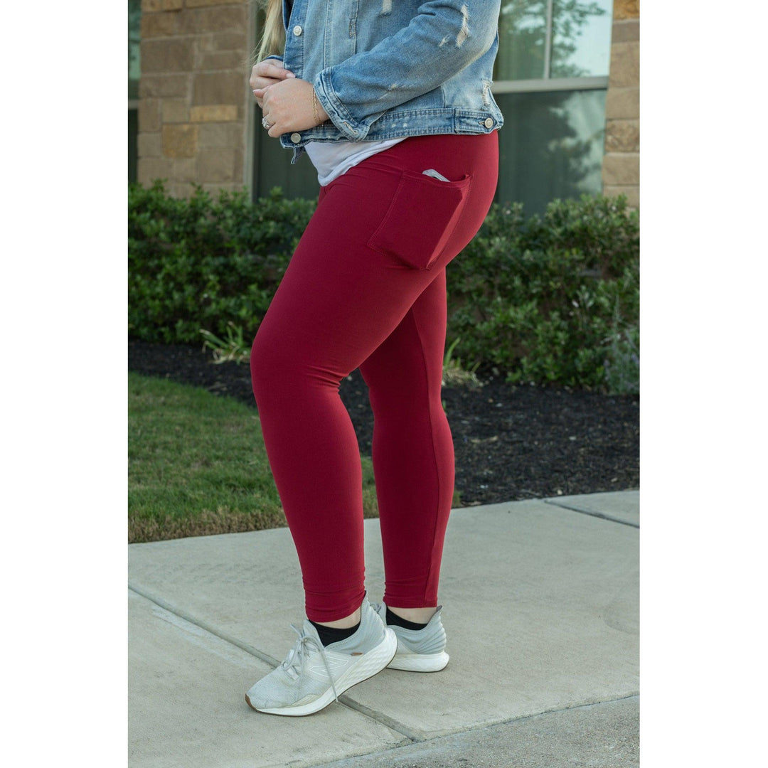 Red FULL-LENGTH Leggings with POCKET - Luxe Leggings by Julia Rose®-JuliaRoseWholesale-[option4]-[option5]-[option6]-[option7]-[option8]-Shop-Boutique-Clothing-for-Women-Online