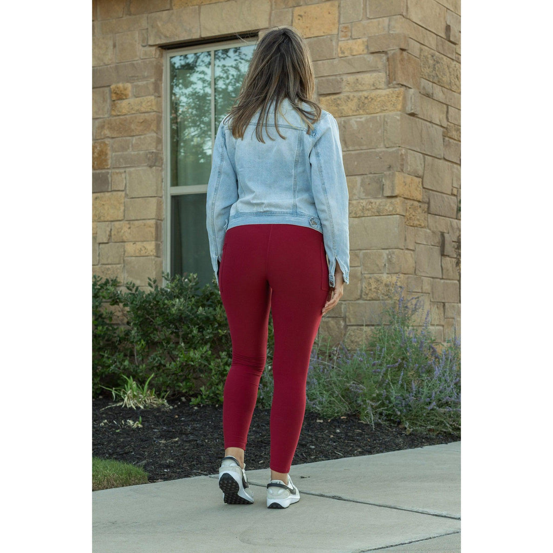 Red FULL-LENGTH Leggings with POCKET - Luxe Leggings by Julia Rose®-JuliaRoseWholesale-[option4]-[option5]-[option6]-[option7]-[option8]-Shop-Boutique-Clothing-for-Women-Online