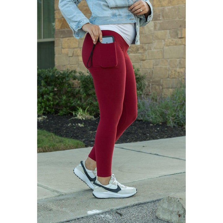 Red FULL-LENGTH Leggings with POCKET - Luxe Leggings by Julia Rose®-JuliaRoseWholesale-[option4]-[option5]-[option6]-[option7]-[option8]-Shop-Boutique-Clothing-for-Women-Online