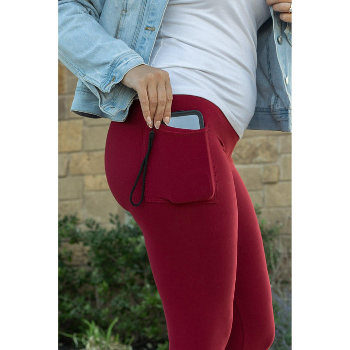 Red FULL-LENGTH Leggings with POCKET - Luxe Leggings by Julia Rose®-JuliaRoseWholesale-[option4]-[option5]-[option6]-[option7]-[option8]-Shop-Boutique-Clothing-for-Women-Online