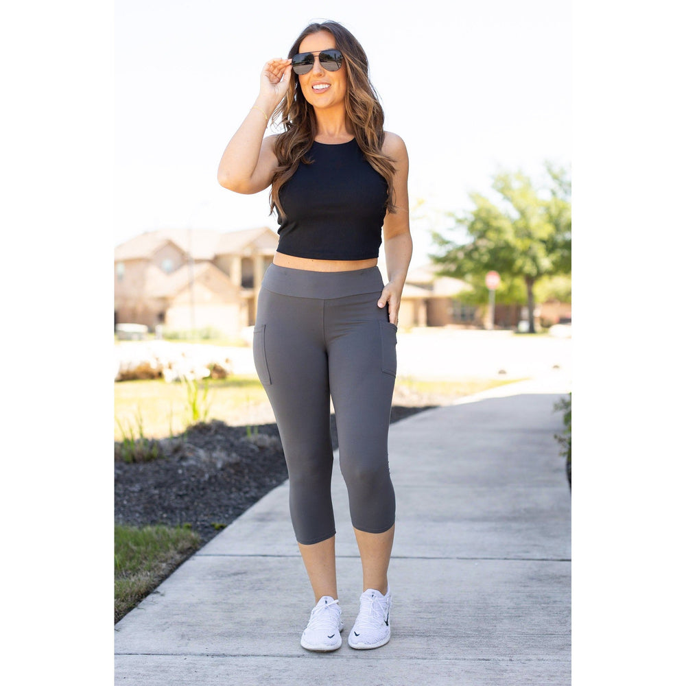 Charcoal CAPRI with POCKETS - Luxe Leggings by Julia Rose®-JuliaRoseWholesale-Charcoal-OS (One Size) - Sizes 4-10-[option4]-[option5]-[option6]-[option7]-[option8]-Shop-Boutique-Clothing-for-Women-Online