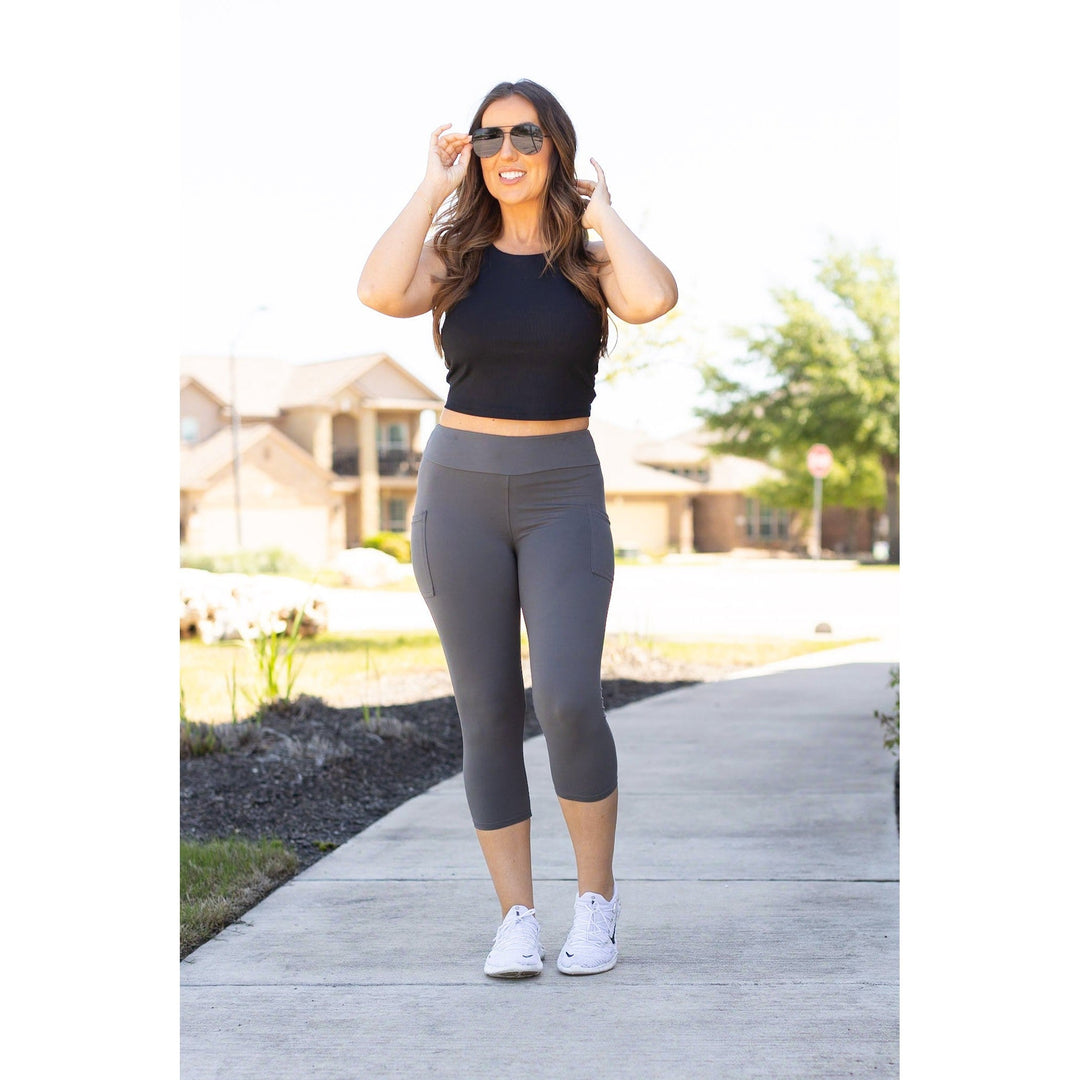 Charcoal CAPRI with POCKETS - Luxe Leggings by Julia Rose®-JuliaRoseWholesale-[option4]-[option5]-[option6]-[option7]-[option8]-Shop-Boutique-Clothing-for-Women-Online