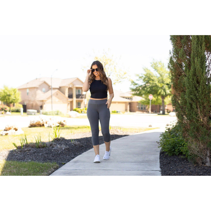 Charcoal CAPRI with POCKETS - Luxe Leggings by Julia Rose®-JuliaRoseWholesale-[option4]-[option5]-[option6]-[option7]-[option8]-Shop-Boutique-Clothing-for-Women-Online