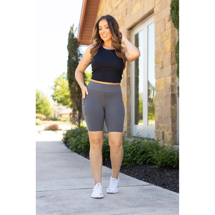 BIKER SHORTS Collection - Luxe Leggings by Julia Rose®-JuliaRoseWholesale-Charcoal-OS (One Size) - Sizes 4-10-[option4]-[option5]-[option6]-[option7]-[option8]-Shop-Boutique-Clothing-for-Women-Online