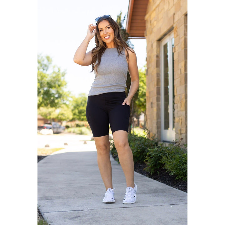 Black BIKER SHORTS - Luxe Leggings by Julia Rose®-JuliaRoseWholesale-[option4]-[option5]-[option6]-[option7]-[option8]-Shop-Boutique-Clothing-for-Women-Online