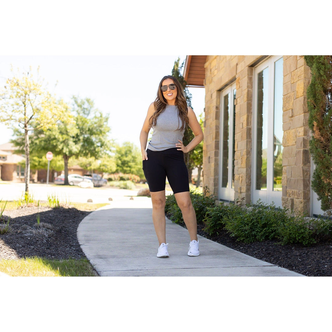 Black BIKER SHORTS - Luxe Leggings by Julia Rose®-JuliaRoseWholesale-[option4]-[option5]-[option6]-[option7]-[option8]-Shop-Boutique-Clothing-for-Women-Online