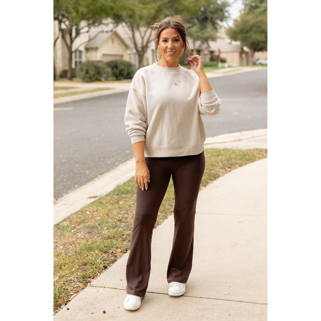 The Rhea - 30" BROWN Bootcut Leggings with Pockets-JuliaRoseWholesale-L/XL (Sizes 12-18) - TC-[option4]-[option5]-[option6]-[option7]-[option8]-Shop-Boutique-Clothing-for-Women-Online