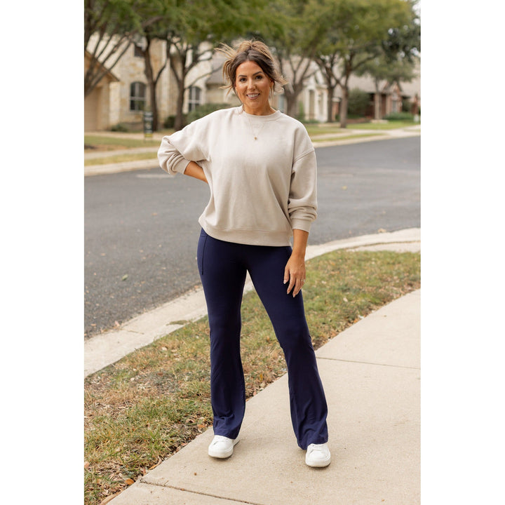 Ready to Ship | The Mila - 30" NAVY Bootcut Leggings with Pockets Round 3-JuliaRoseWholesale-[option4]-[option5]-[option6]-[option7]-[option8]-Shop-Boutique-Clothing-for-Women-Online