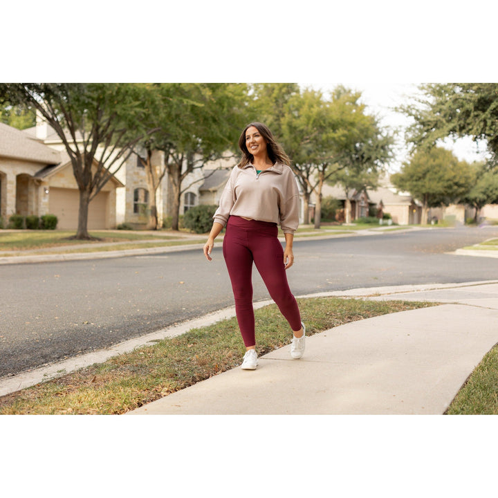 The Molly - MAROON Crossover Full Length Leggings with Pockets - Luxe Leggings by Julia Rose®-JuliaRoseWholesale-[option4]-[option5]-[option6]-[option7]-[option8]-Shop-Boutique-Clothing-for-Women-Online