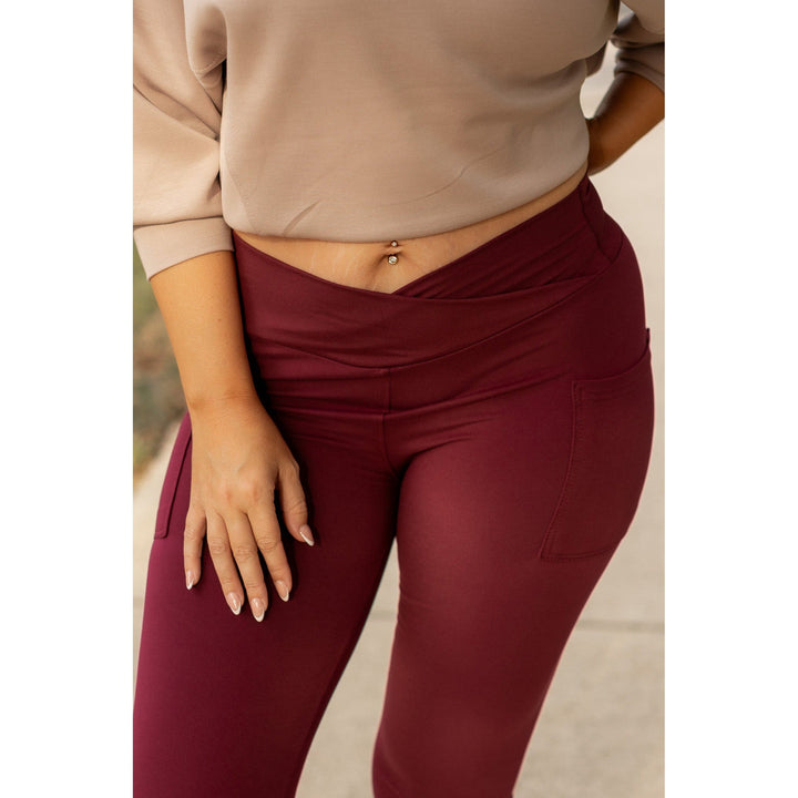 The Molly - MAROON Crossover Full Length Leggings with Pockets - Luxe Leggings by Julia Rose®-JuliaRoseWholesale-[option4]-[option5]-[option6]-[option7]-[option8]-Shop-Boutique-Clothing-for-Women-Online