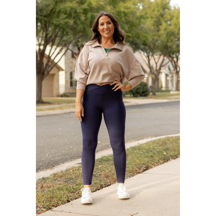 The Nadia - NAVY Crossover Full Length Leggings with Pockets - Luxe Leggings by Julia Rose®-JuliaRoseWholesale-[option4]-[option5]-[option6]-[option7]-[option8]-Shop-Boutique-Clothing-for-Women-Online