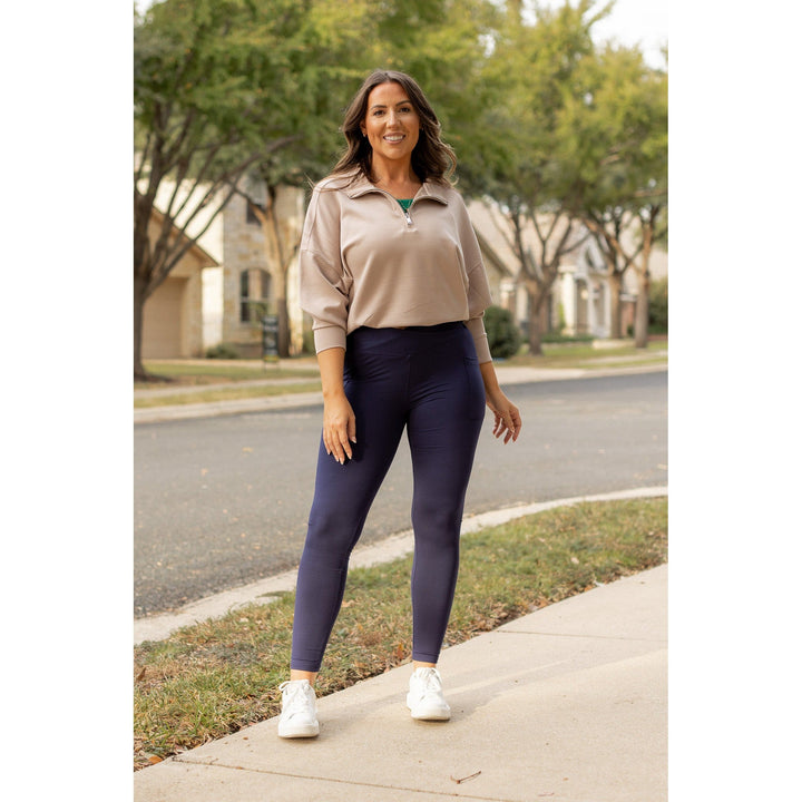 The Nadia - NAVY Crossover Full Length Leggings with Pockets - Luxe Leggings by Julia Rose®-JuliaRoseWholesale-[option4]-[option5]-[option6]-[option7]-[option8]-Shop-Boutique-Clothing-for-Women-Online