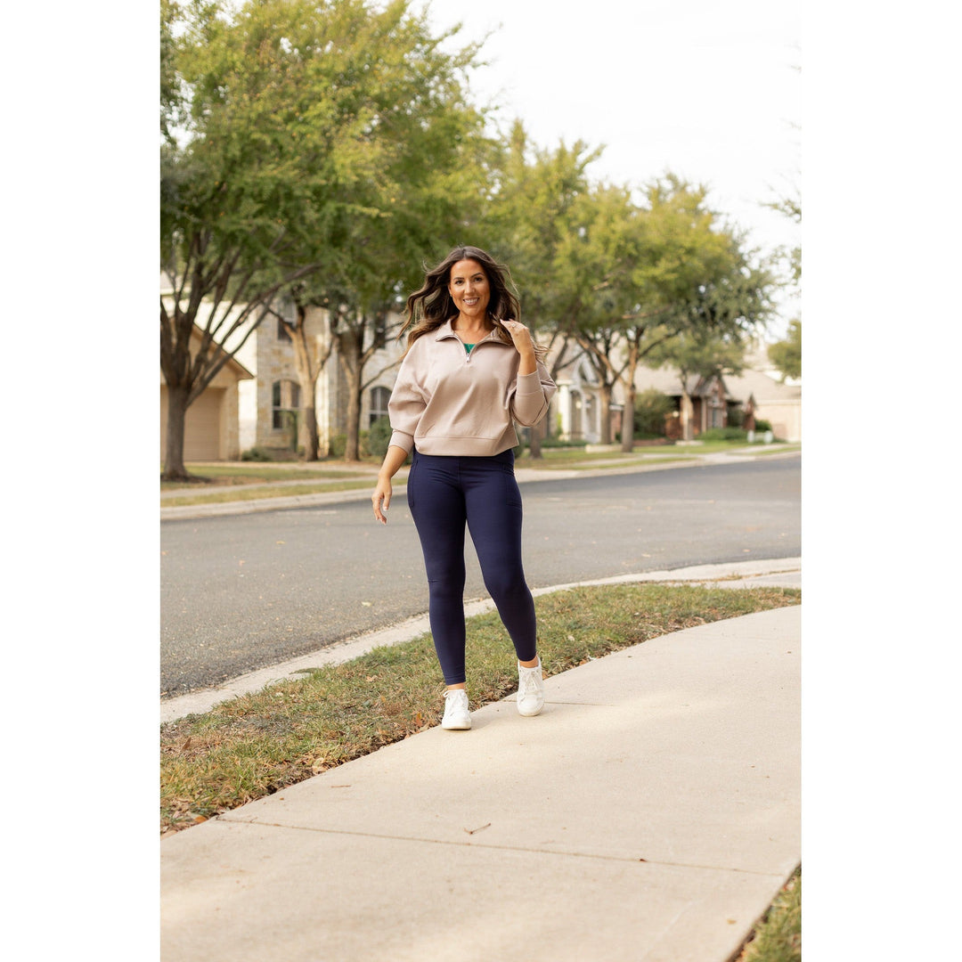 The Nadia - NAVY Crossover Full Length Leggings with Pockets - Luxe Leggings by Julia Rose®-JuliaRoseWholesale-[option4]-[option5]-[option6]-[option7]-[option8]-Shop-Boutique-Clothing-for-Women-Online