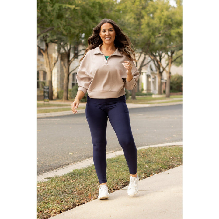 The Nadia - NAVY Crossover Full Length Leggings with Pockets - Luxe Leggings by Julia Rose®-JuliaRoseWholesale-[option4]-[option5]-[option6]-[option7]-[option8]-Shop-Boutique-Clothing-for-Women-Online