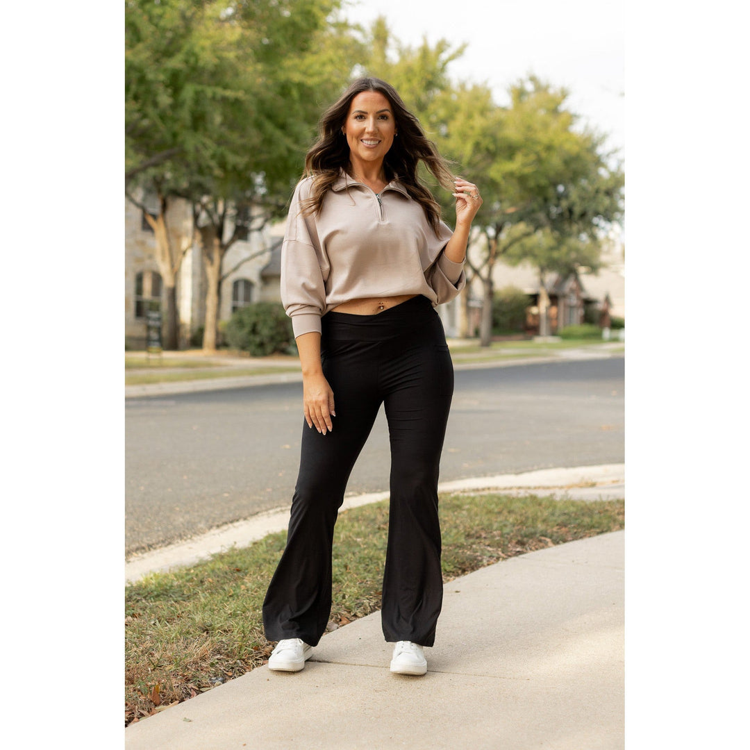 The Liz - Crossover 30" Bootcut Leggings with Pockets-JuliaRoseWholesale-[option4]-[option5]-[option6]-[option7]-[option8]-Shop-Boutique-Clothing-for-Women-Online