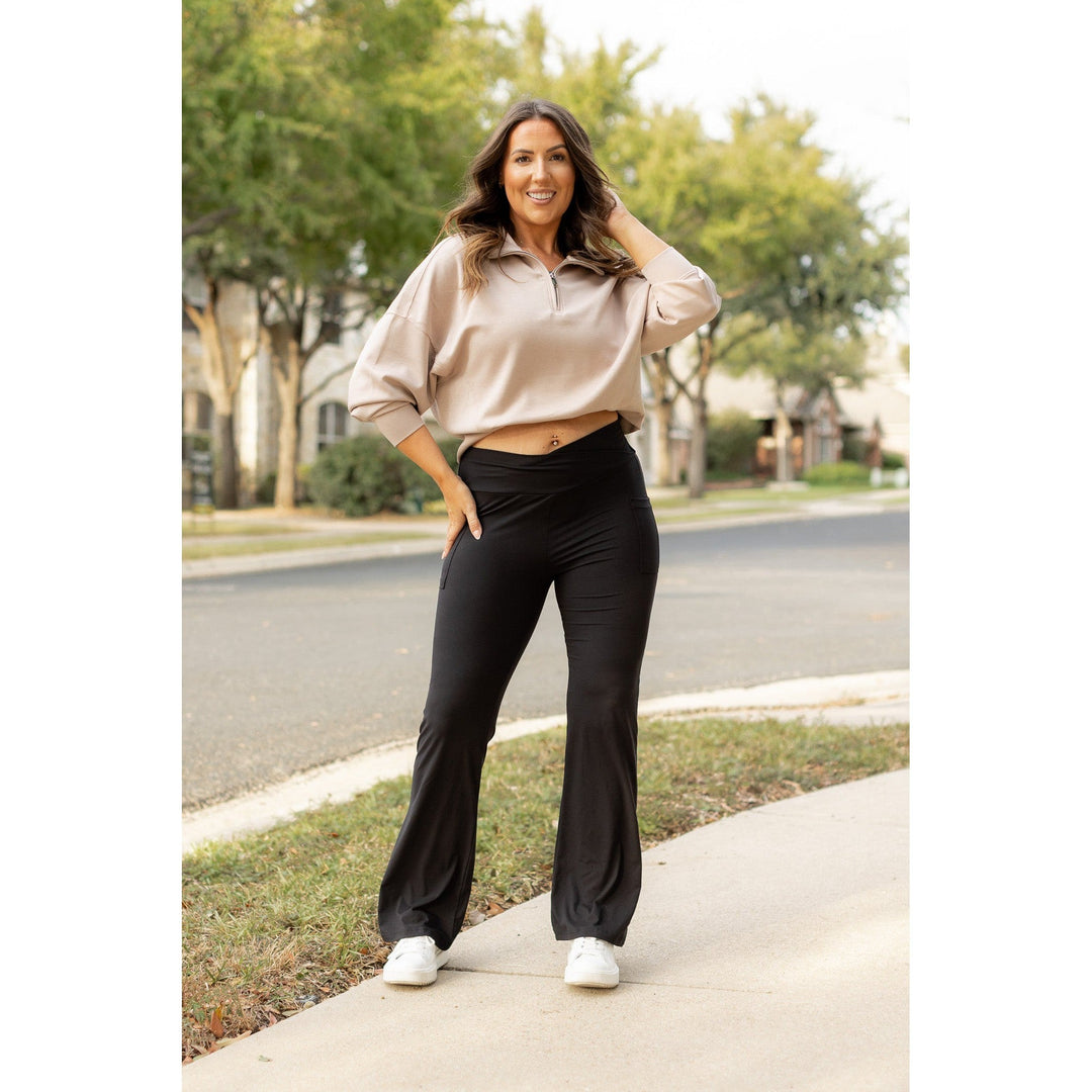 The Liz - Crossover 30" Bootcut Leggings with Pockets-JuliaRoseWholesale-[option4]-[option5]-[option6]-[option7]-[option8]-Shop-Boutique-Clothing-for-Women-Online