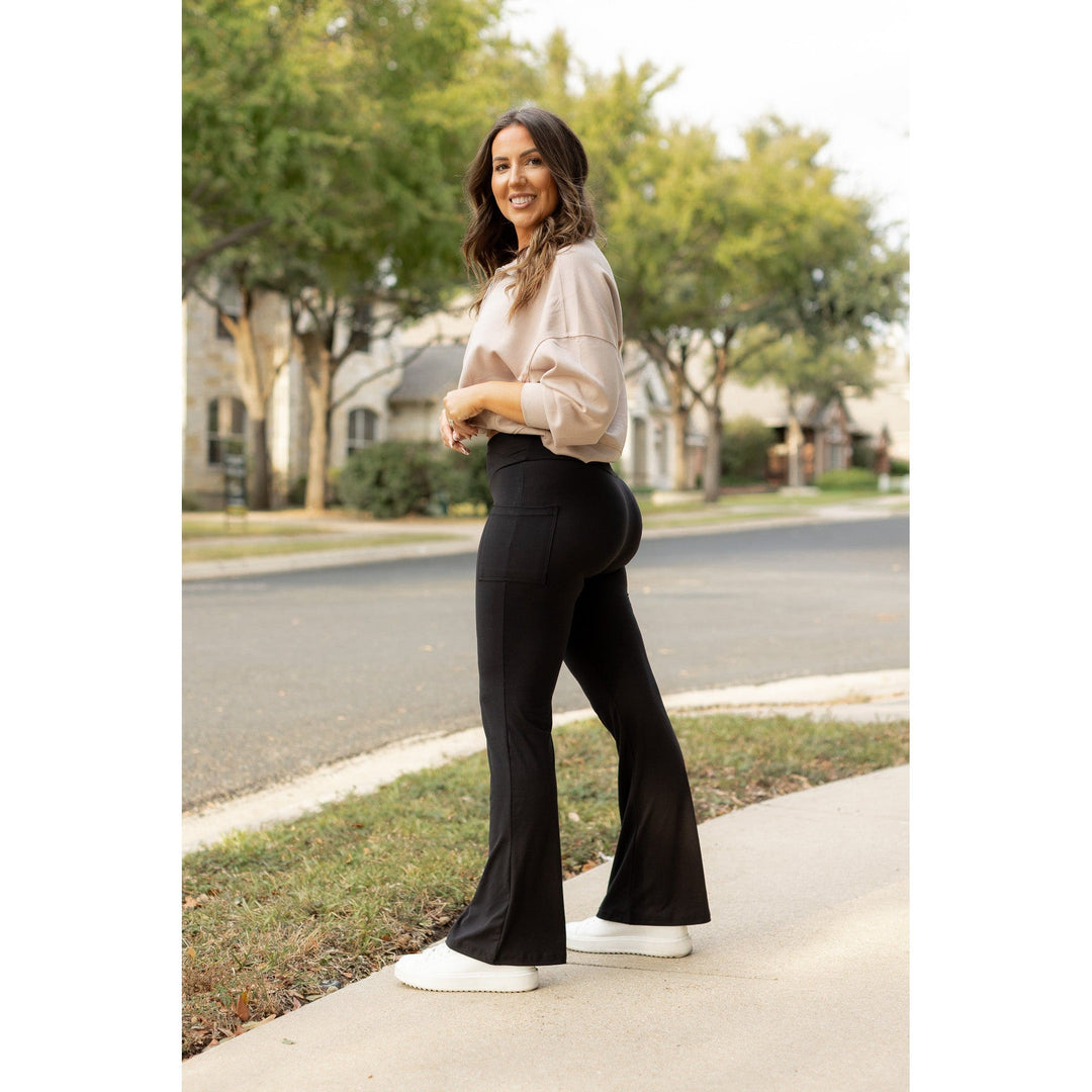 The Liz - Crossover 30" Bootcut Leggings with Pockets-JuliaRoseWholesale-[option4]-[option5]-[option6]-[option7]-[option8]-Shop-Boutique-Clothing-for-Women-Online