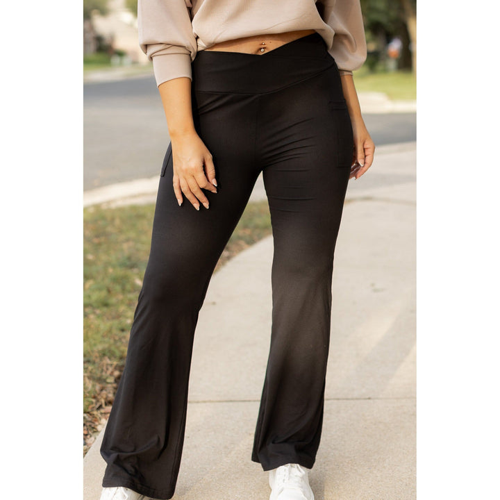 The Liz - Crossover 30" Bootcut Leggings with Pockets-JuliaRoseWholesale-[option4]-[option5]-[option6]-[option7]-[option8]-Shop-Boutique-Clothing-for-Women-Online