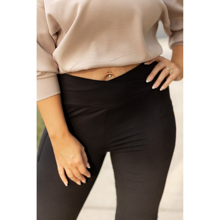 The Liz - Crossover 30" Bootcut Leggings with Pockets-JuliaRoseWholesale-[option4]-[option5]-[option6]-[option7]-[option8]-Shop-Boutique-Clothing-for-Women-Online