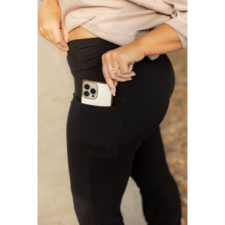 The Liz - Crossover 30" Bootcut Leggings with Pockets-JuliaRoseWholesale-[option4]-[option5]-[option6]-[option7]-[option8]-Shop-Boutique-Clothing-for-Women-Online