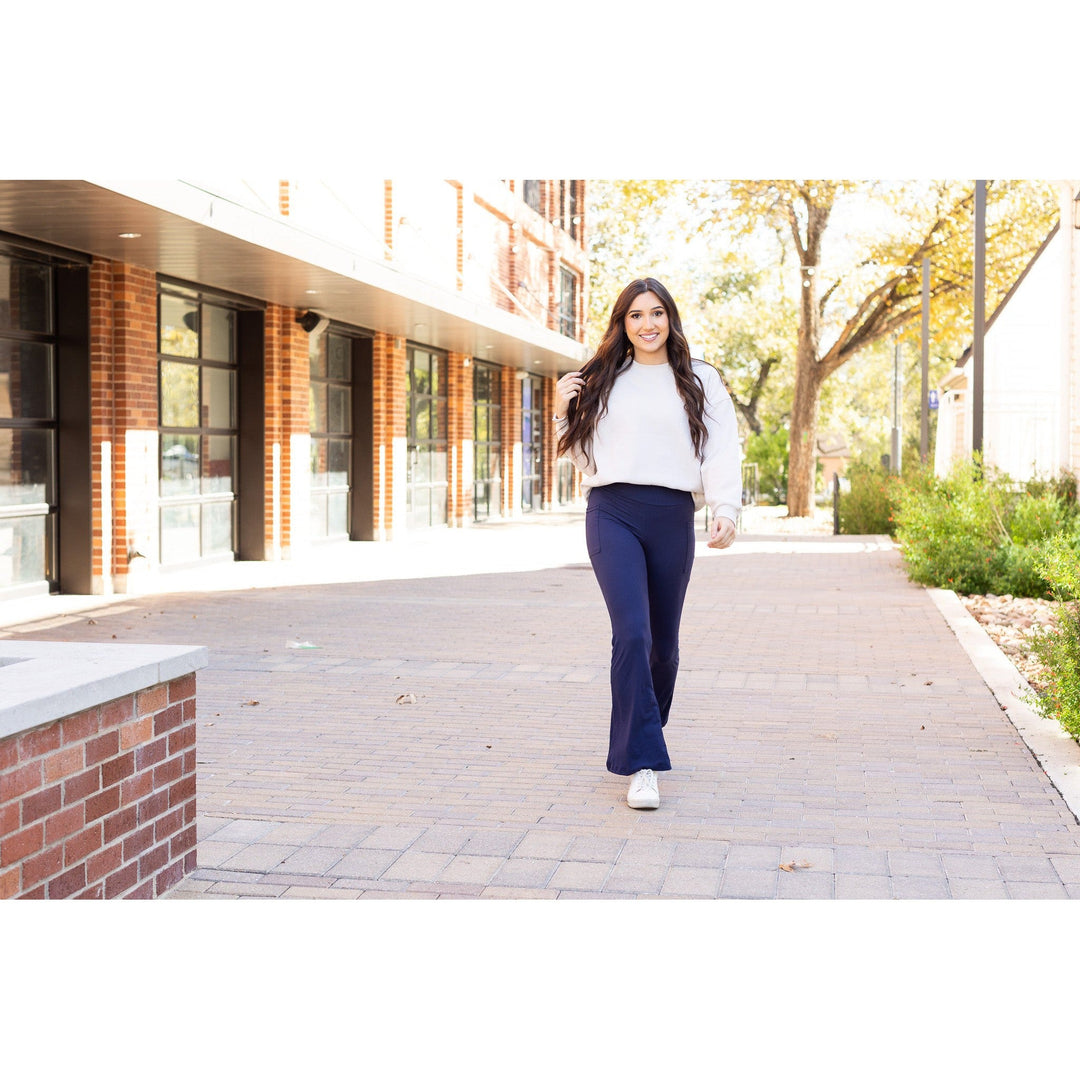 Ready to Ship | The Mila - 30" NAVY Bootcut Leggings with Pockets Round 3-JuliaRoseWholesale-[option4]-[option5]-[option6]-[option7]-[option8]-Shop-Boutique-Clothing-for-Women-Online