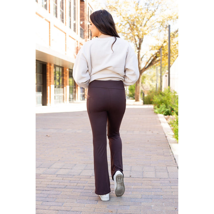 The Rhea - 30" BROWN Bootcut Leggings with Pockets-JuliaRoseWholesale-L/XL (Sizes 12-18) - TC-[option4]-[option5]-[option6]-[option7]-[option8]-Shop-Boutique-Clothing-for-Women-Online