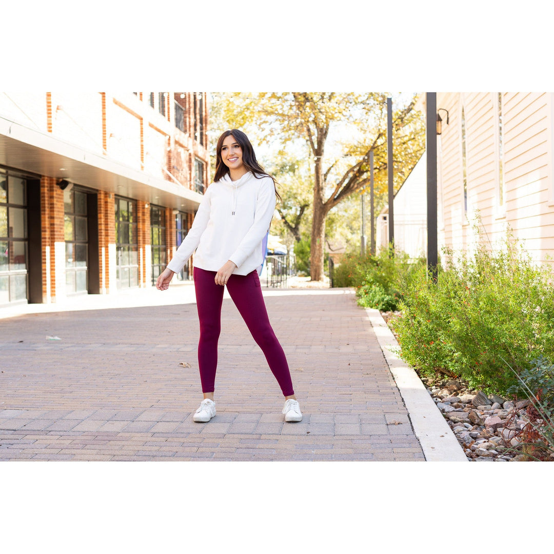 The Molly - MAROON Crossover Full Length Leggings with Pockets - Luxe Leggings by Julia Rose®-JuliaRoseWholesale-[option4]-[option5]-[option6]-[option7]-[option8]-Shop-Boutique-Clothing-for-Women-Online