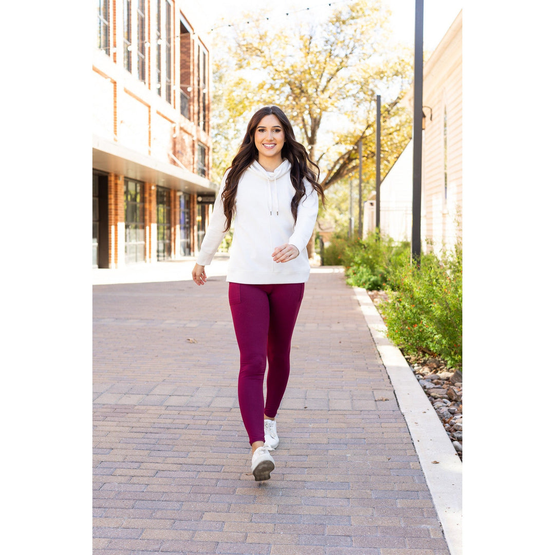 The Molly - MAROON Crossover Full Length Leggings with Pockets - Luxe Leggings by Julia Rose®-JuliaRoseWholesale-[option4]-[option5]-[option6]-[option7]-[option8]-Shop-Boutique-Clothing-for-Women-Online