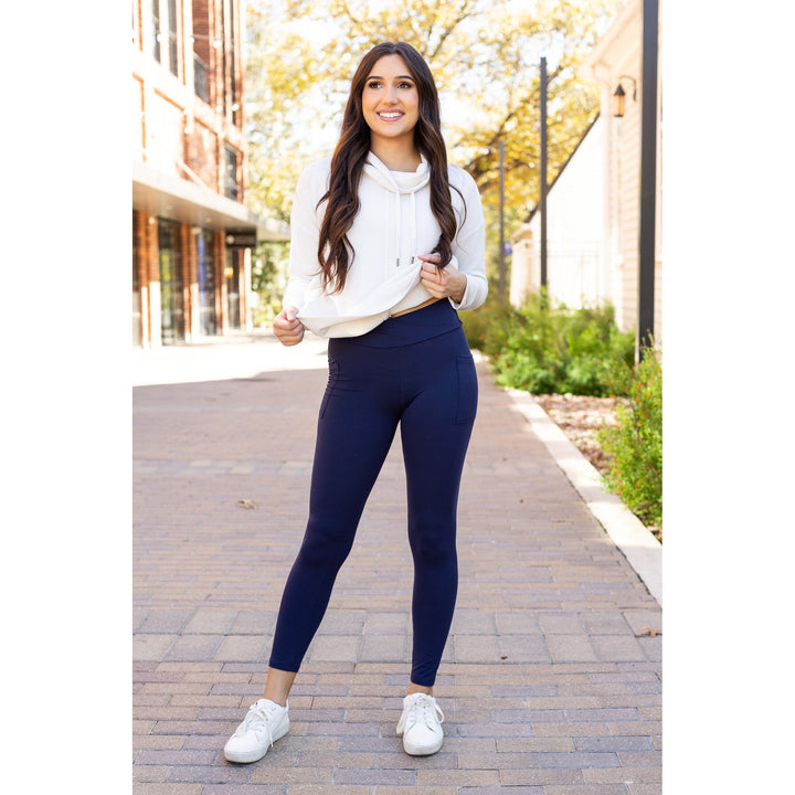 The Nadia - NAVY Crossover Full Length Leggings with Pockets - Luxe Leggings by Julia Rose®-JuliaRoseWholesale-[option4]-[option5]-[option6]-[option7]-[option8]-Shop-Boutique-Clothing-for-Women-Online