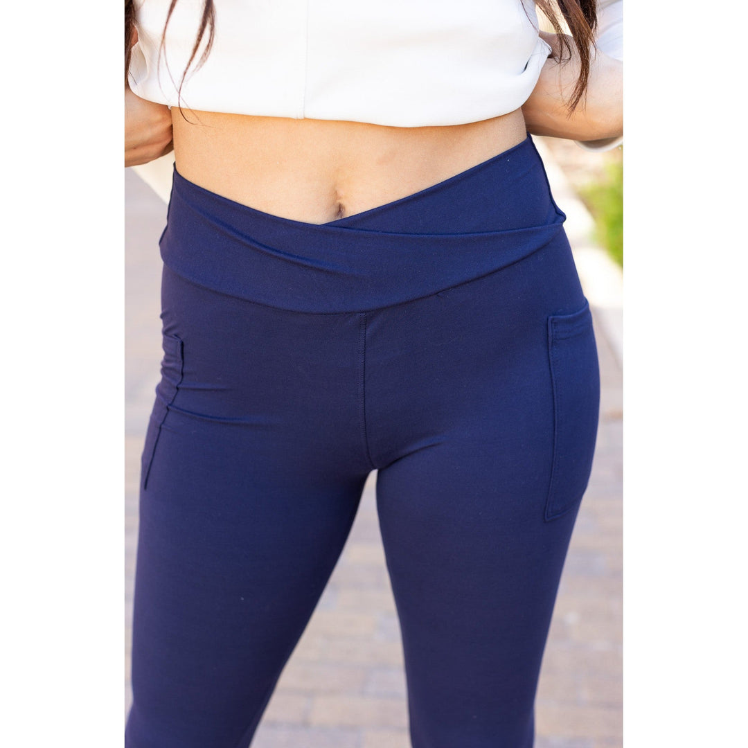 The Nadia - NAVY Crossover Full Length Leggings with Pockets - Luxe Leggings by Julia Rose®-JuliaRoseWholesale-[option4]-[option5]-[option6]-[option7]-[option8]-Shop-Boutique-Clothing-for-Women-Online