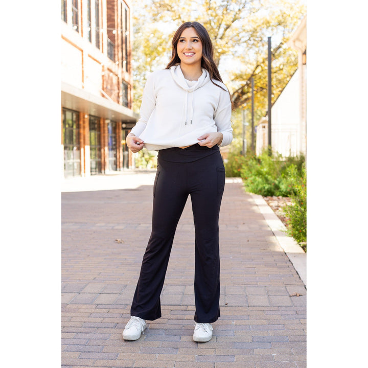 The Liz - Crossover 30" Bootcut Leggings with Pockets-JuliaRoseWholesale-[option4]-[option5]-[option6]-[option7]-[option8]-Shop-Boutique-Clothing-for-Women-Online