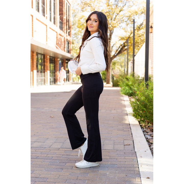 The Liz - Crossover 30" Bootcut Leggings with Pockets-JuliaRoseWholesale-[option4]-[option5]-[option6]-[option7]-[option8]-Shop-Boutique-Clothing-for-Women-Online