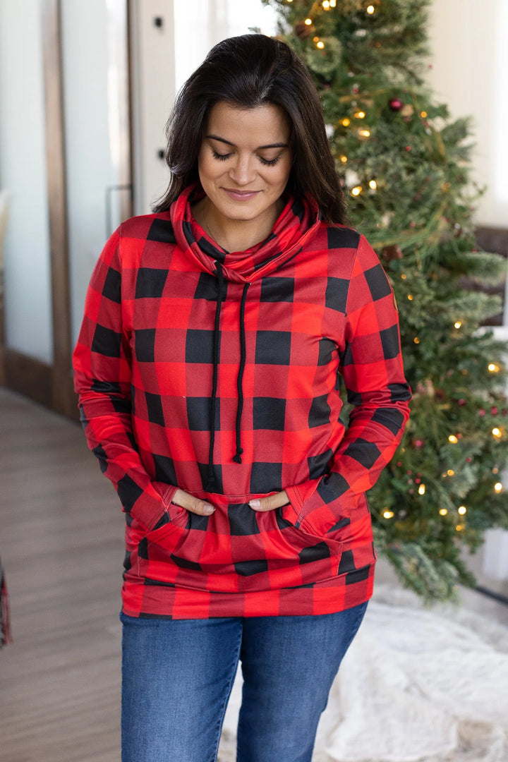 Michelle Mae Cloud Funnel Neck - Buffalo Plaid-The Bee Chic Boutique-[option4]-[option5]-[option6]-[option7]-[option8]-Shop-Boutique-Clothing-for-Women-Online