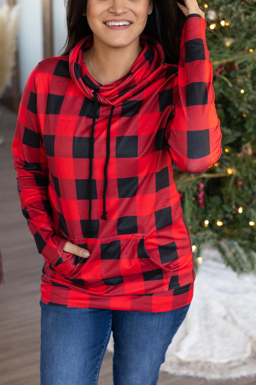 Michelle Mae Cloud Funnel Neck - Buffalo Plaid-The Bee Chic Boutique-[option4]-[option5]-[option6]-[option7]-[option8]-Shop-Boutique-Clothing-for-Women-Online