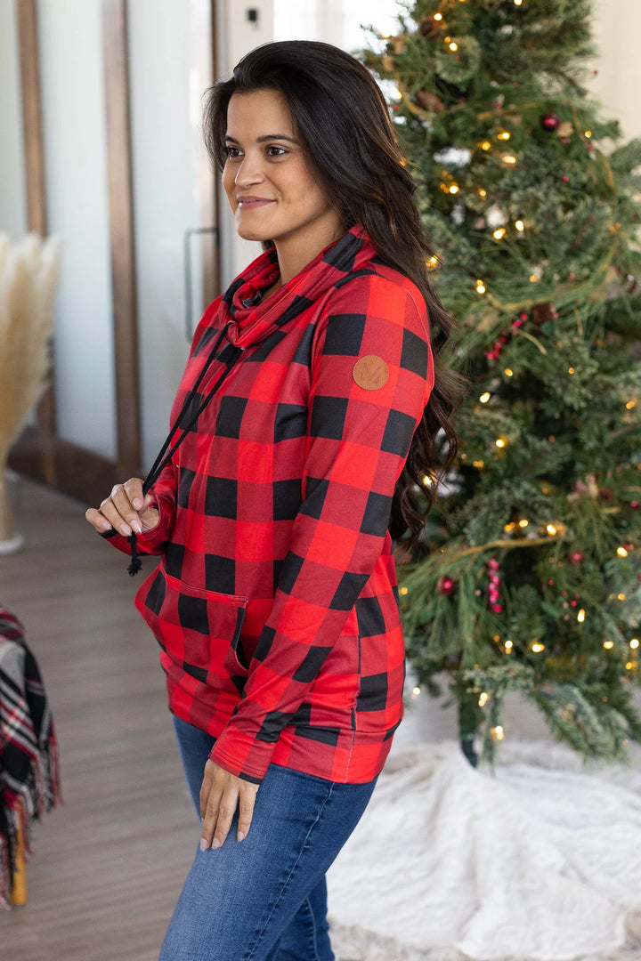 Michelle Mae Cloud Funnel Neck - Buffalo Plaid-The Bee Chic Boutique-[option4]-[option5]-[option6]-[option7]-[option8]-Shop-Boutique-Clothing-for-Women-Online